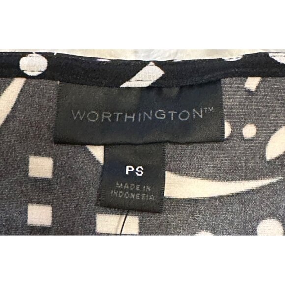 Worthington Geometric Blouse Cap Sleeve Polyester Blend Women's Size Petite S - Picture 9 of 13